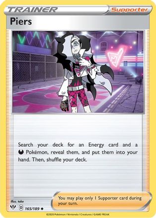 Piers 165/189 - SWSH03 Darkness Ablaze Reverse Holofoil - for just $0.15! 