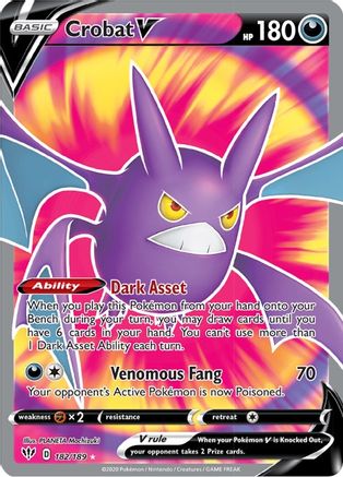 Crobat V (Full Art) 182/189 - SWSH03 Darkness Ablaze Holofoil - for just $0.75! 