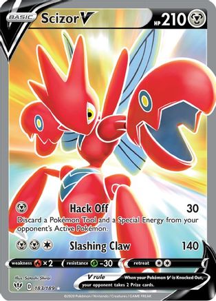Scizor V (Full Art) 183/189 - SWSH03 Darkness Ablaze Holofoil - for just $1.80! 