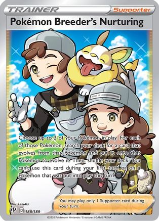 Pokemon Breeder's Nurturing (Full Art) 188/189 - SWSH03 Darkness Ablaze Holofoil - for just $1.19! 