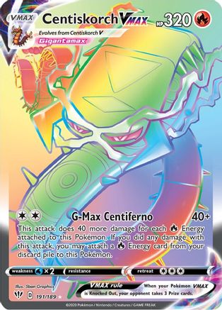 Centiskorch VMAX (Secret) 191/189 - SWSH03 Darkness Ablaze Holofoil - for just $3.44! 