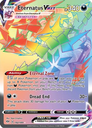 Eternatus VMAX (Secret) 192/189 - SWSH03 Darkness Ablaze Holofoil - for just $6.19! 