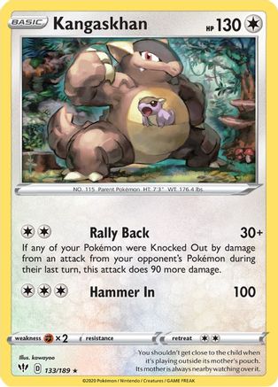 Kangaskhan 133/189 - SWSH03 Darkness Ablaze Reverse Holofoil - for just $0.30! 