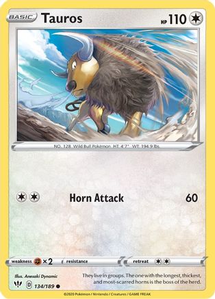 Tauros 134/189 - SWSH03 Darkness Ablaze - for just $0.03! 