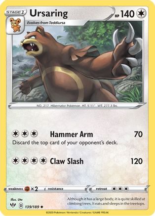 Ursaring 139/189 - SWSH03 Darkness Ablaze Reverse Holofoil - for just $0.12! 