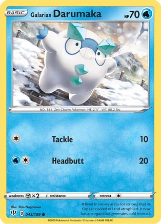 Galarian Darumaka 043/189 - SWSH03 Darkness Ablaze Reverse Holofoil - for just $0.10! 