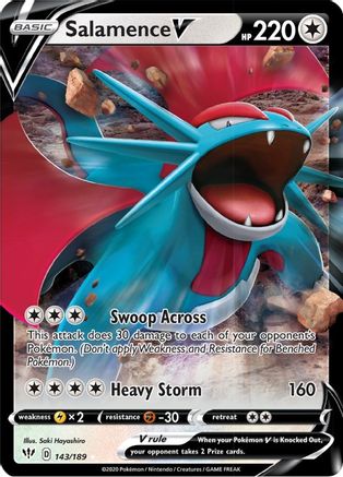 Salamence V 143/189 - SWSH03 Darkness Ablaze Holofoil - for just $0.67! 