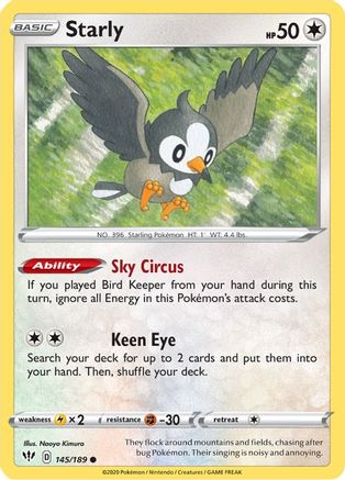 Starly 145/189 - SWSH03 Darkness Ablaze Reverse Holofoil - for just $0.10! 