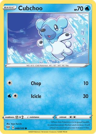Cubchoo 048/189 - SWSH03 Darkness Ablaze Reverse Holofoil - for just $0.13! 