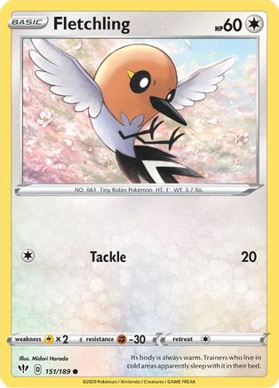 Fletchling 151/189 - SWSH03 Darkness Ablaze Reverse Holofoil - for just $0.10! 