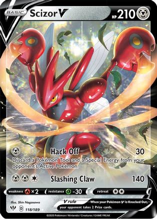 Scizor V 118/189 - SWSH03 Darkness Ablaze Holofoil - for just $0.77! 