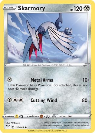Skarmory 120/189 - SWSH03 Darkness Ablaze Reverse Holofoil - for just $0.08! 