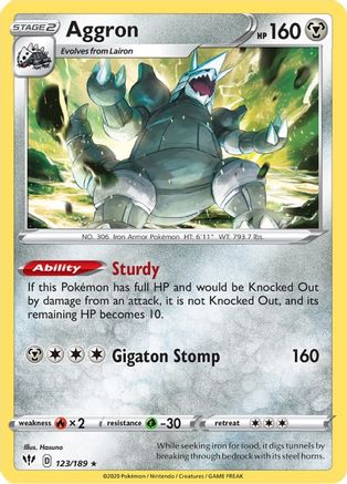 Aggron 123/189 - SWSH03 Darkness Ablaze Holofoil - for just $0.20! 