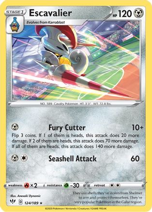 Escavalier 124/189 - SWSH03 Darkness Ablaze Reverse Holofoil - for just $0.12! 