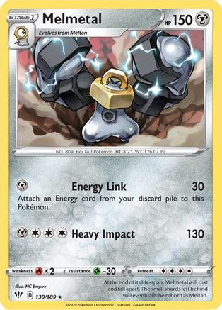 Melmetal 130/189 - SWSH03 Darkness Ablaze - for just $0.08! 