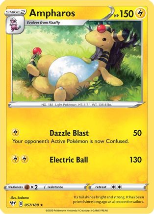 Ampharos 057/189 - SWSH03 Darkness Ablaze - for just $0.20! 
