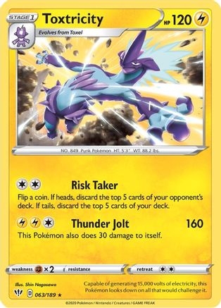 Toxtricity 063/189 - SWSH03 Darkness Ablaze Reverse Holofoil - for just $0.20! 
