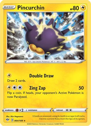 Pincurchin 064/189 - SWSH03 Darkness Ablaze Reverse Holofoil - for just $0.20! 