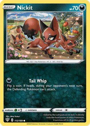 Nickit 112/189 - SWSH03 Darkness Ablaze Reverse Holofoil - for just $0.12! 