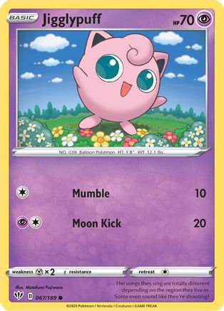 Jigglypuff 067/189 - SWSH03 Darkness Ablaze - for just $0.05! 
