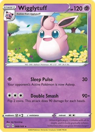 Wigglytuff 068/189 - SWSH03 Darkness Ablaze Reverse Holofoil - for just $0.20! 
