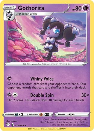 Gothorita 074/189 - SWSH03 Darkness Ablaze Reverse Holofoil - for just $0.13! 