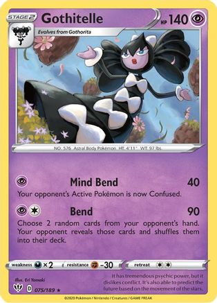 Gothitelle 075/189 - SWSH03 Darkness Ablaze Reverse Holofoil - for just $0.20! 