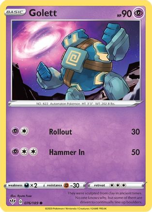 Golett 076/189 - SWSH03 Darkness Ablaze Reverse Holofoil - for just $0.10! 