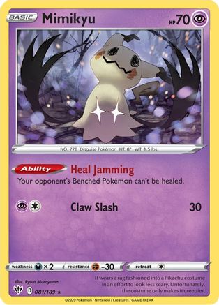 Mimikyu 081/189 - SWSH03 Darkness Ablaze Reverse Holofoil - for just $0.29! 