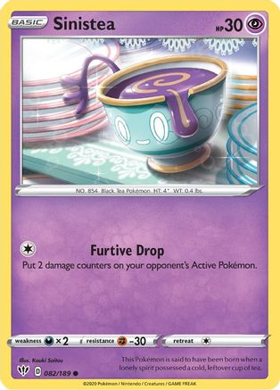 Sinistea 082/189 - SWSH03 Darkness Ablaze Reverse Holofoil - for just $0.05! 