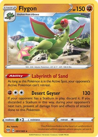 Flygon 091/189 - SWSH03 Darkness Ablaze Reverse Holofoil - for just $0.23! 