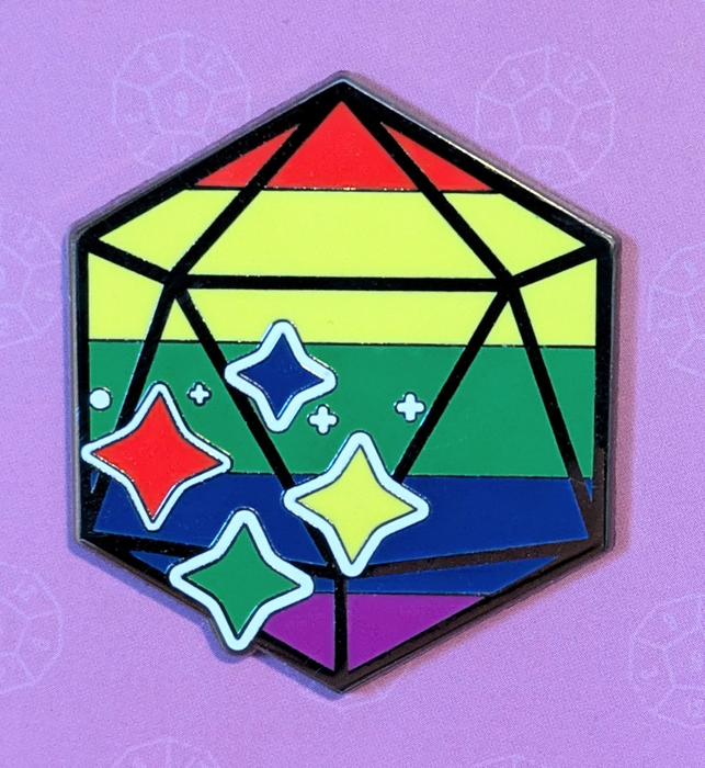Pride Polyhedral D20 Hard Enamel Pin - 1.5" - for just $9.50! 