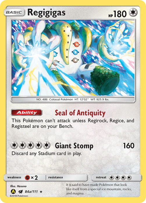 Regigigas (84a/111) (Alternate Art Promo) [Sun & Moon: Crimson Invasion] - for just $1.80! 