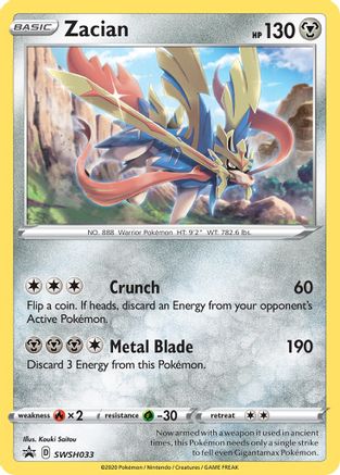 Zacian SWSH033/307 - SWSH Sword & Shield Promo Cards Holofoil - for just $0.40! 