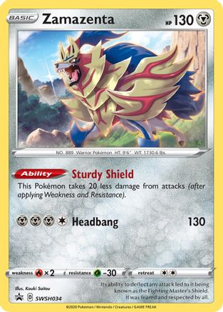 Zamazenta SWSH034/307 - SWSH Sword & Shield Promo Cards Holofoil - for just $1.75! 