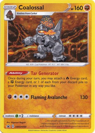 Coalossal SWSH054/054 - SWSH Sword & Shield Promo Cards Holofoil - for just $0.55! 