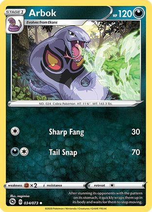Arbok 034/73 - Champions Path Reverse Holofoil - for just $0.18! 