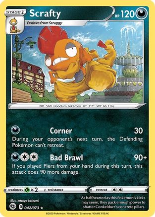 Scrafty 042/73 - Champions Path Reverse Holofoil - for just $0.20! 