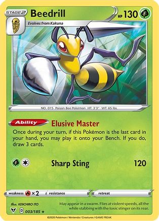 Beedrill 003/185 - SWSH04 Vivid Voltage Reverse Holofoil - for just $0.05! 