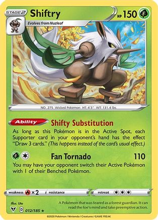 Shiftry 012/185 - SWSH04 Vivid Voltage Reverse Holofoil - for just $0.12! 