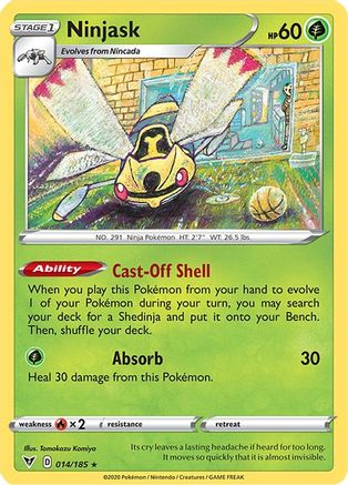 Ninjask 014/185 - SWSH04 Vivid Voltage Reverse Holofoil - for just $0.25! 
