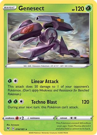 Genesect 016/185 - SWSH04 Vivid Voltage Reverse Holofoil - for just $0.20! 