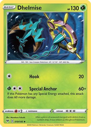 Dhelmise 019/185 - SWSH04 Vivid Voltage Reverse Holofoil - for just $0.10! 