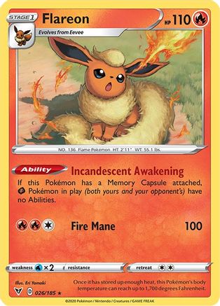 Flareon 026/185 - SWSH04 Vivid Voltage - for just $0.18! 