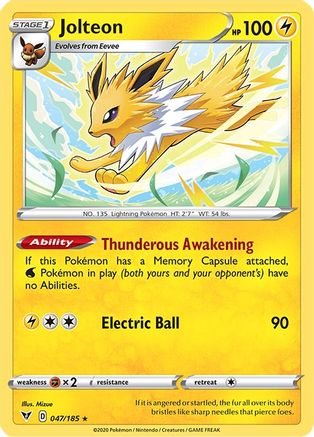 Jolteon 047/185 - SWSH04 Vivid Voltage Reverse Holofoil - for just $0.47! 