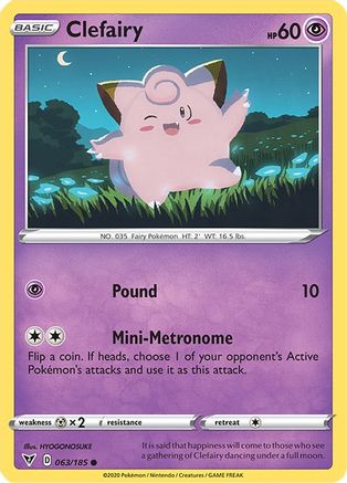 Clefairy 063/185 - SWSH04 Vivid Voltage Reverse Holofoil - for just $0.05! 