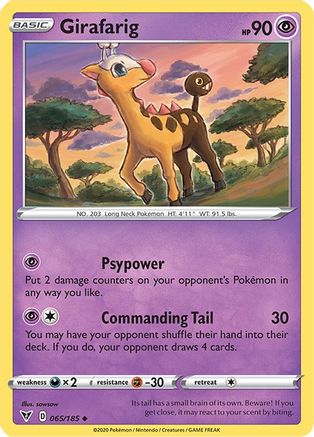Girafarig 065/185 - SWSH04 Vivid Voltage Reverse Holofoil - for just $0.10! 