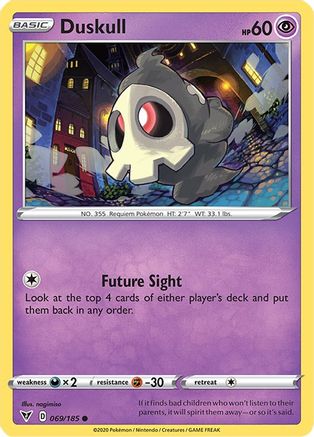 Duskull 069/185 - SWSH04 Vivid Voltage Reverse Holofoil - for just $0.10! 