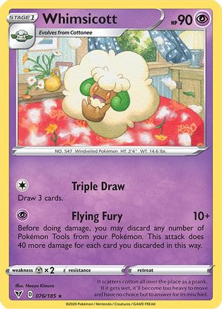 Whimsicott 076/185 - SWSH04 Vivid Voltage Reverse Holofoil - for just $0.18! 