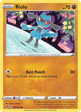 Riolu 090/185 - SWSH04 Vivid Voltage Reverse Holofoil - for just $0.05! 